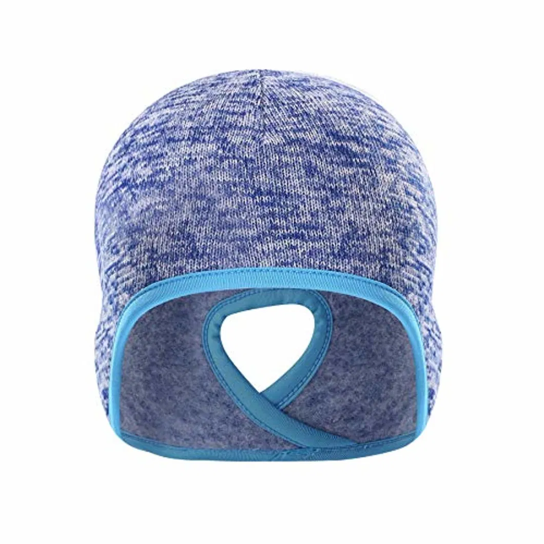 Winter Warm Promotional Running Fleece Lined Skull Beanie Adjustable Hat with Ponytail Hole