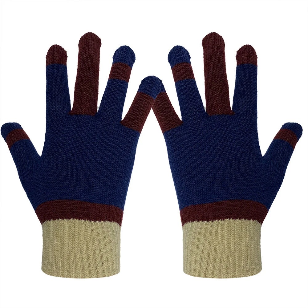 Adult Fashion Personality Knitted Rib Stripe Full Finger Winter Cold Warm Magic Gloves