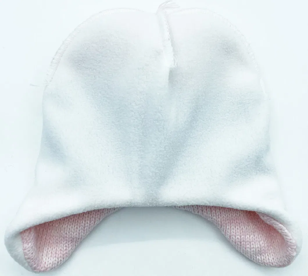 Pink Black Melange Colors Acrylic Knit Earflap Small Kids Beanie Hat