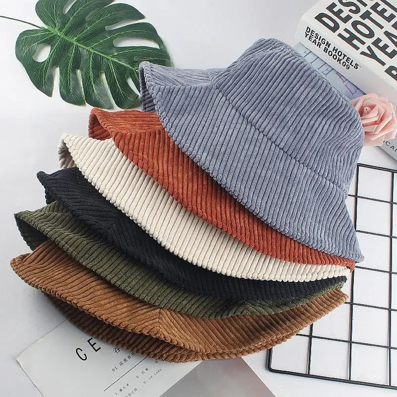 China Factory Custom Logo Wholesale Plain Blank Corduroy Bucket Hats