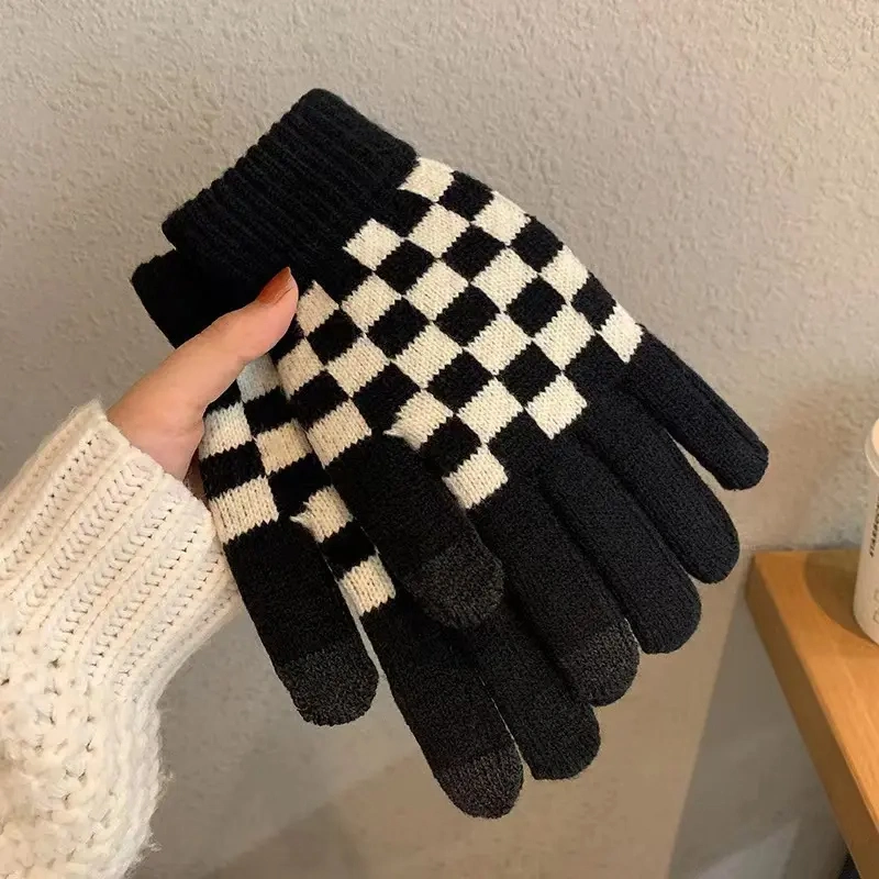 Winter Thick Warm Stretch Knitted Wool Touch Screen Gloves for Men Women