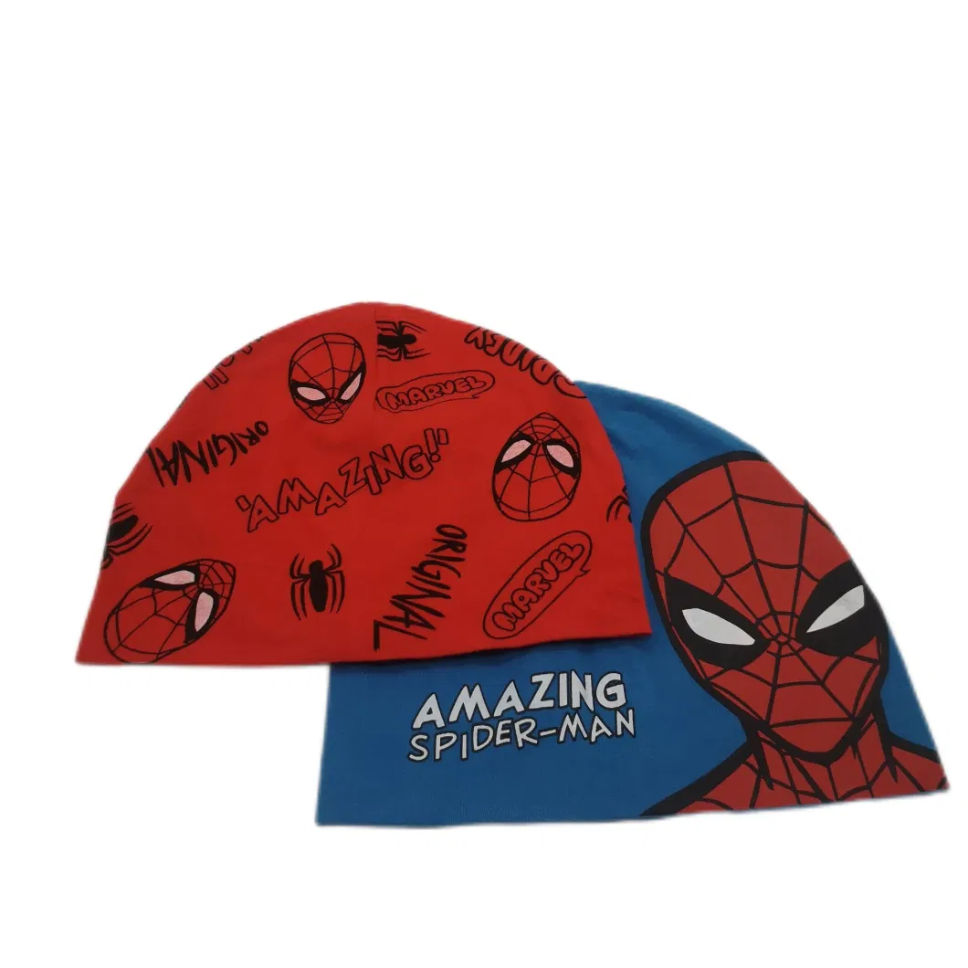 Marvel Kids Cap Blue and Red Spider-Man Printed 95% Cotton 5% Spandex Single Jersey Beanie Hat