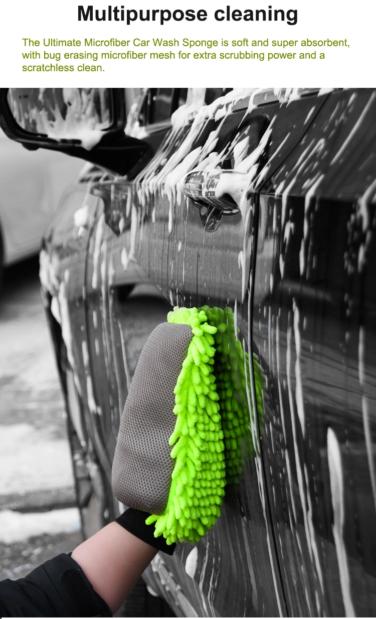 Premium Scratch Free Super Absorbent Chenille Car Washing Mitt Microfiber Gloves