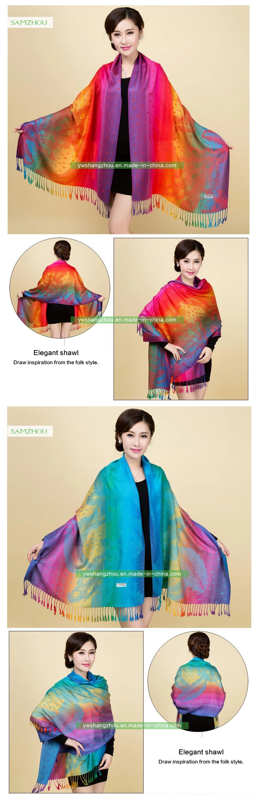 Nepal Style Cashew Gradient Jacquard Scarf Fashion Pashmina Shawl