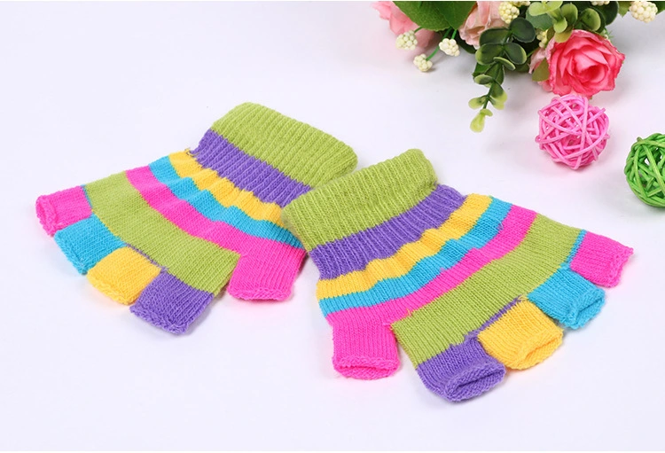 Winter Warm Acrylic Fingerless Half Finger Computer Magic Gloves Student Writing Cheap Low Price Colorful