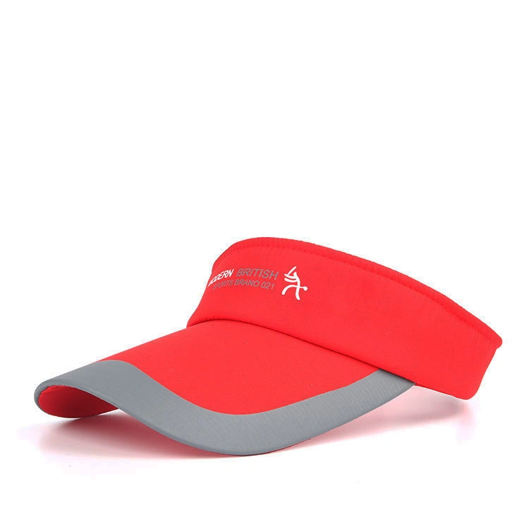 Custom Embroidery Logo 100% Polyester Plain Contrast Shade Adjustable Strap Sun Hat Outdoor Gorras Sports Beach Running Tennis Golf Headband Topless Visor Cap
