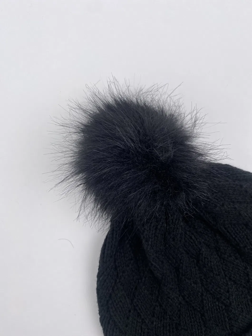 Fashion Unisex Black Solid Color Basket Diamond Kintted Pompom Hat