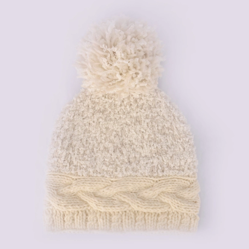100% Acrylic Winter Warm Chunky Bobble Hat with Pompom