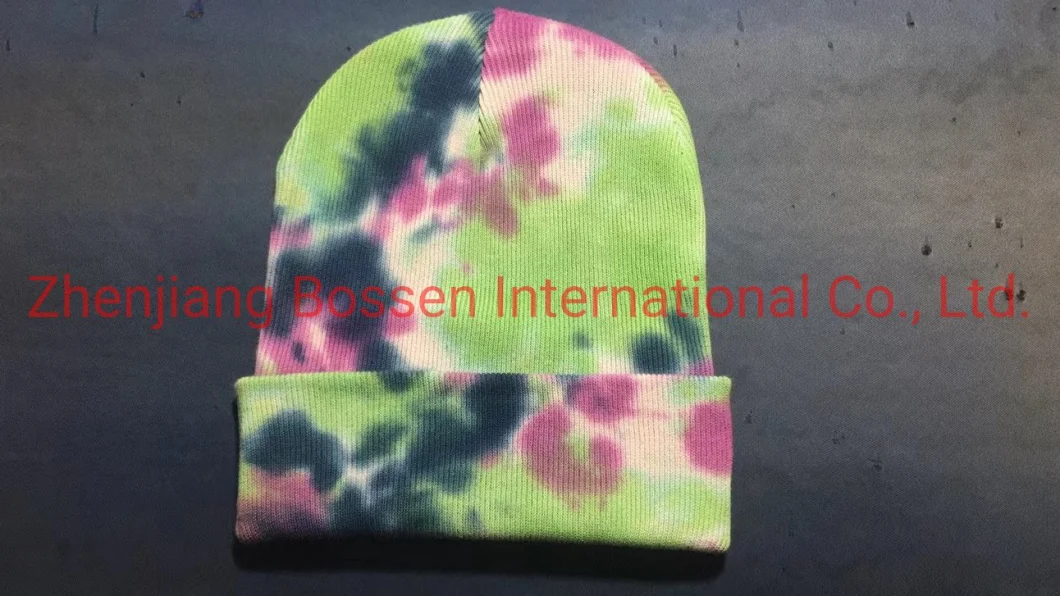 OEM Customized Logo 3D Embroidered Jacquard Acrylic RPET Knitted Winter Beanie Cap