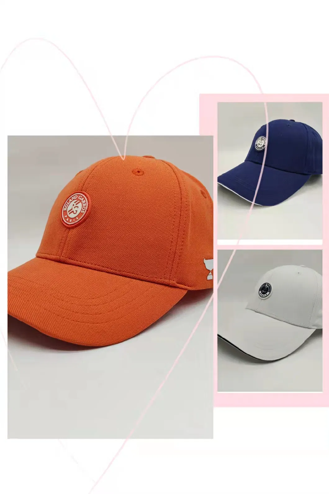 White Customized Cotton Baseball Cap Sports Hat with 3D Patch Logo Sandwich