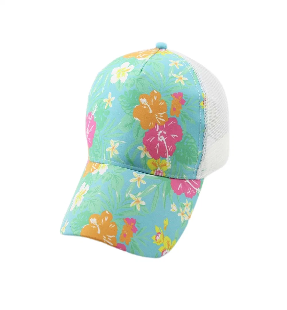 Wholesale Trucker Cap with Sublimation Printing Polyester 5 Panel Baseball Cap with Mesh Fashion Promotion Hat