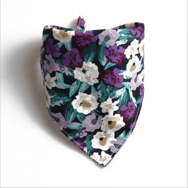 Flowers Pattern Pet Bandanas Saliva Towel Dog Triangle Scarf