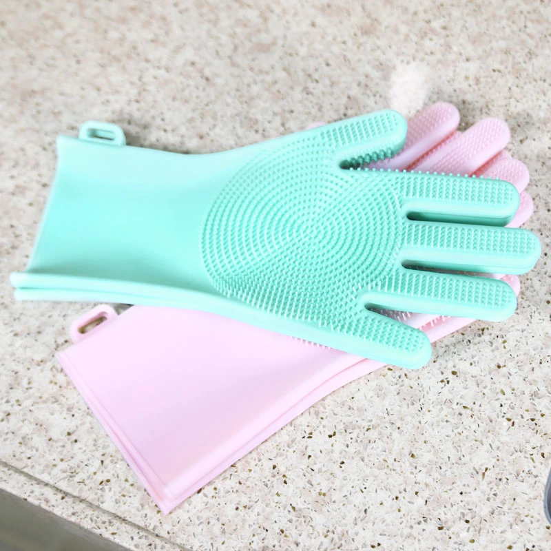 Silicone Gloves Scrubbed, Dish Scrubbing Glove, Magic Silicone Cleaning Gloves