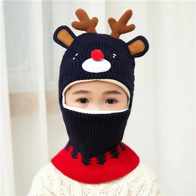 Winter Child Knitted Warm Hat and Fleece Lining Neck Warmer Scarf Set for Kids