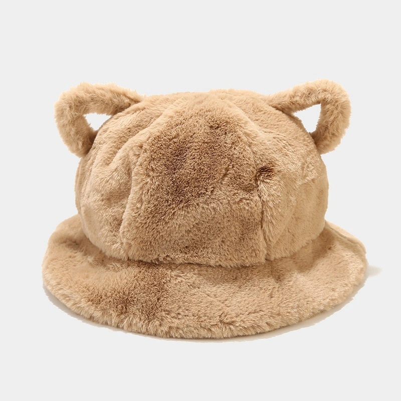 Winter Cute Cat Ear Fisher Hat Warm Fleece Plush Bucket Hats
