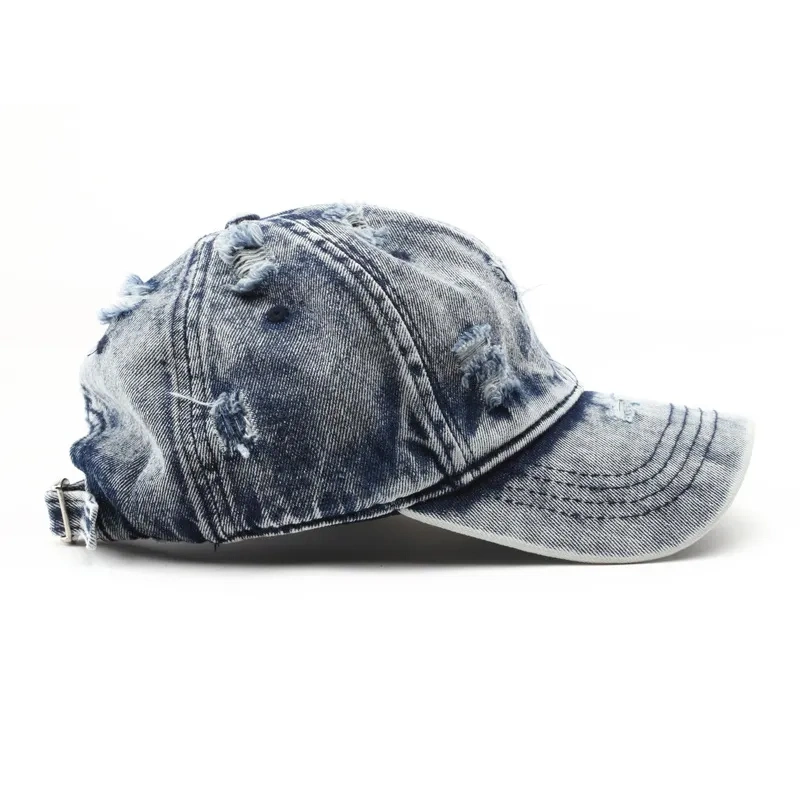 Personalized Custom Jean Hats Washed Distressed 100% Cotton 6 Panel Embroidered Bill Old Cowboy Baseball Cap