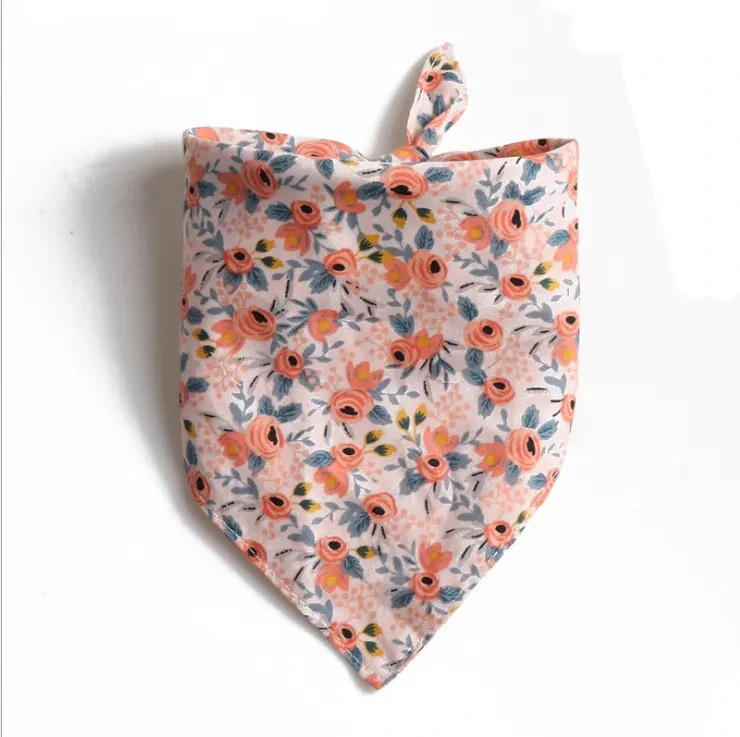 Flowers Pattern Pet Bandanas Saliva Towel Dog Triangle Scarf