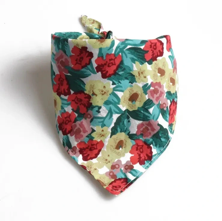 Flowers Pattern Pet Bandanas Saliva Towel Dog Triangle Scarf