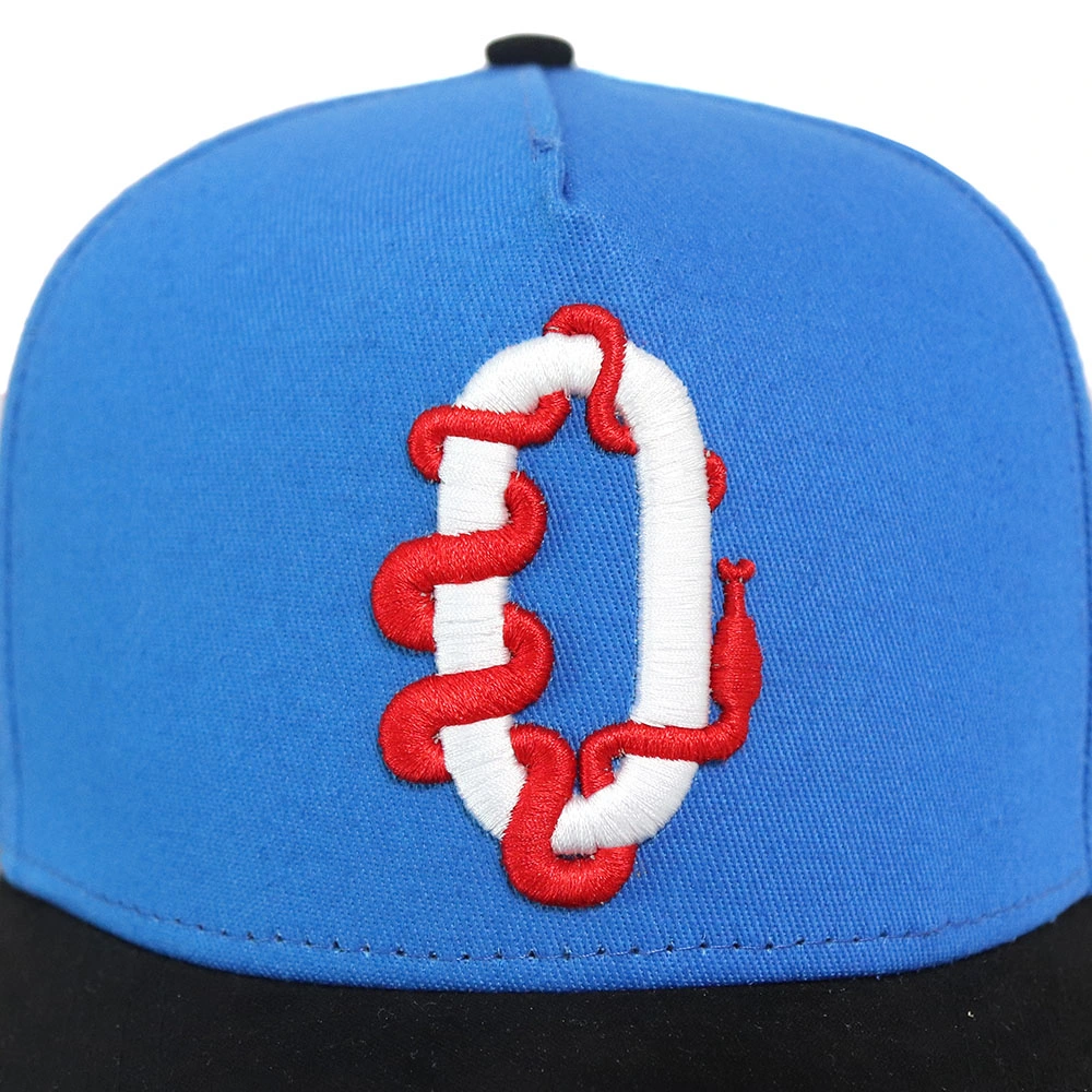 Personalized Comfortable Blue Baseball Cap with 3D Embroidery Made of Pure Cotton Fabric