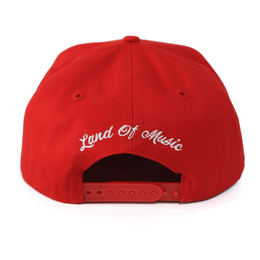 Popular Red Hats with White Logos Cotton Flat Bill Caps Simple Design Sports Hats Unisex Caps