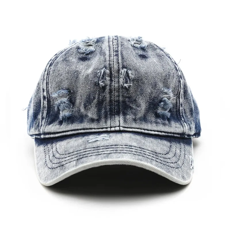 Personalized Custom Jean Hats Washed Distressed 100% Cotton 6 Panel Embroidered Bill Old Cowboy Baseball Cap