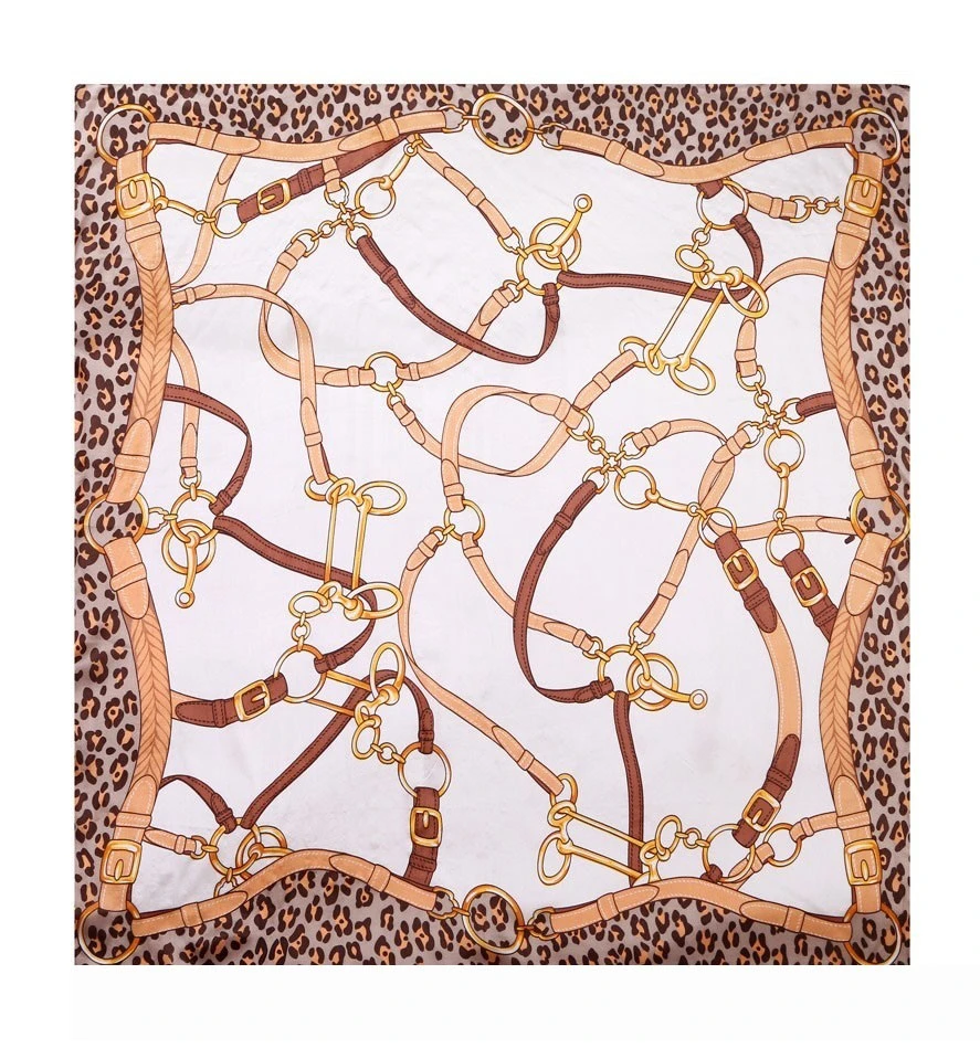 Custom Luxury Leopard Print Pure Silk Scarf