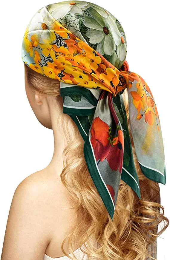 Digital Print Custom 100% Mulberry Silk Square Scarf