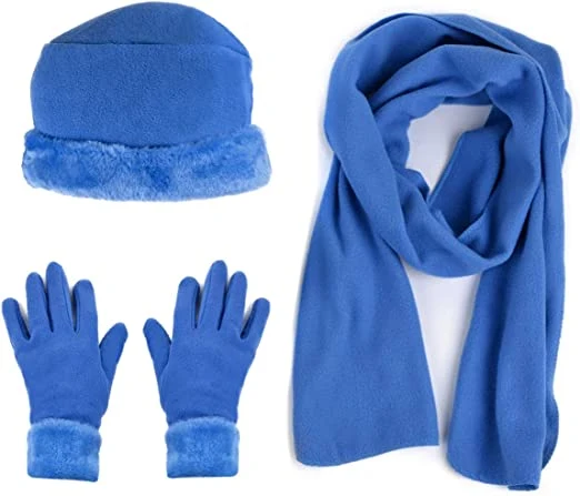 Hat and Glove Warm Winter Hats Gloves Blue Scarves