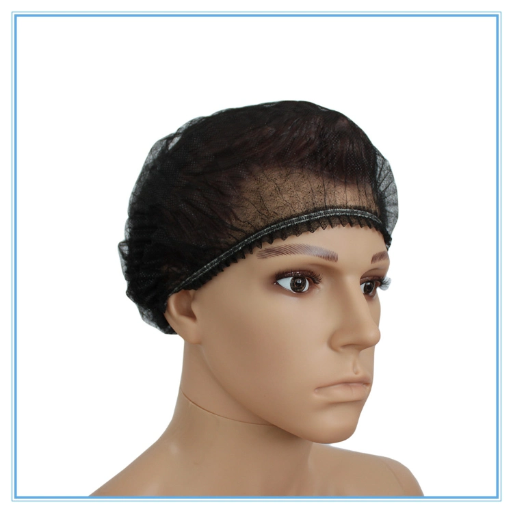 Disposable 21&prime;&prime; Black Caps with Elastic Band Balaclava Non Woven Disposable Hair Nets Clip Cap