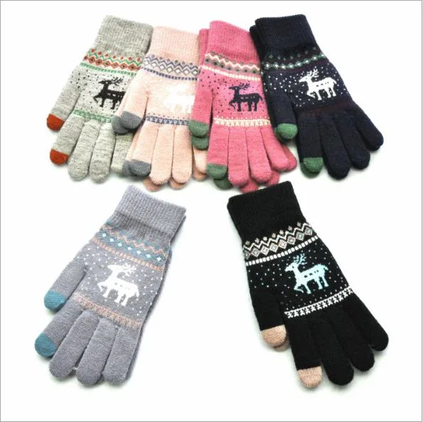 Ready Ship Touch Screen Men and Women Warm Knitted Winter Acrylic Gloves