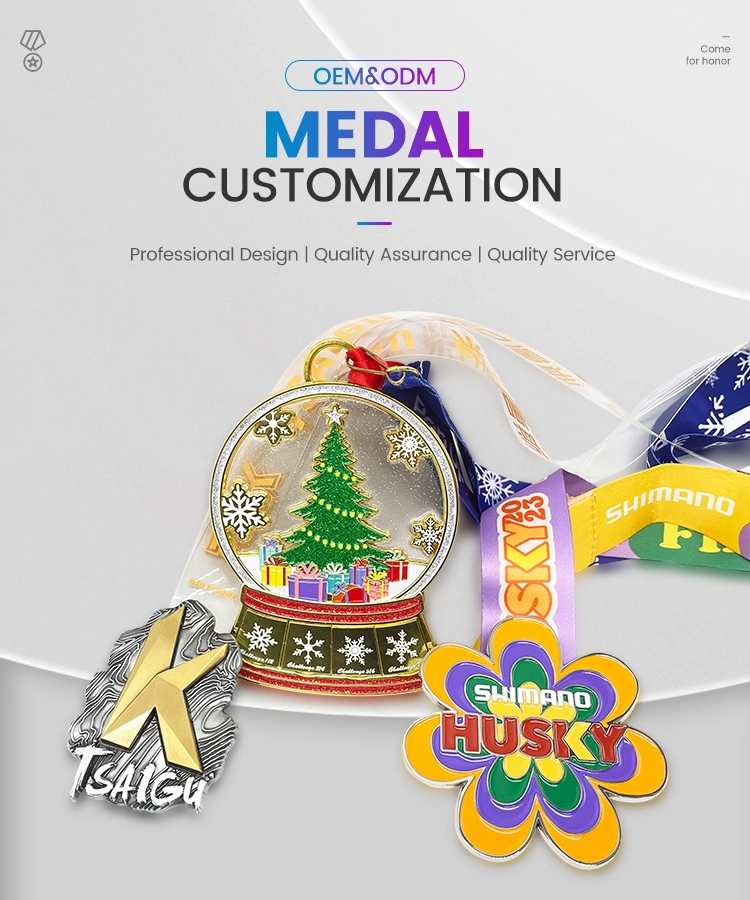 Custom Logo Metal Blank Award Gold Silver Ribbon Special of War Souvenir Running Marathon Basketball Soccer Medals Sports Medal