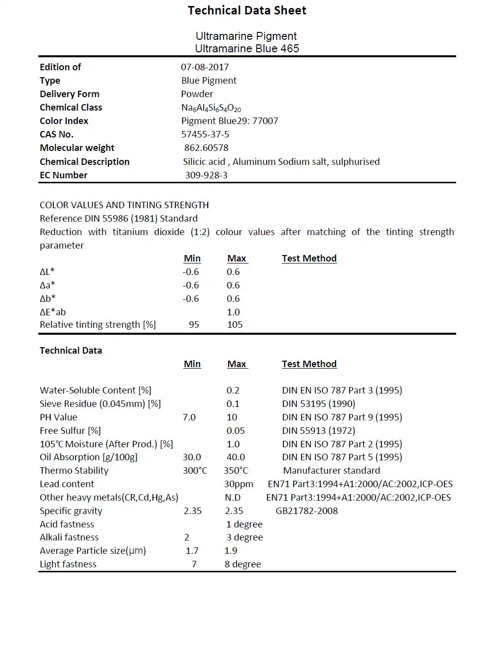 High Quality Ultramarine Blue 465 for Masterbatch PVC PP PE Plastic Product