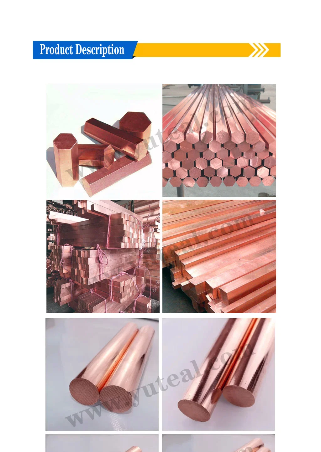 Hot Sale C14500 Rectangular Tellurium Bearing Copper Rod, Square Corner H04 (Hard)