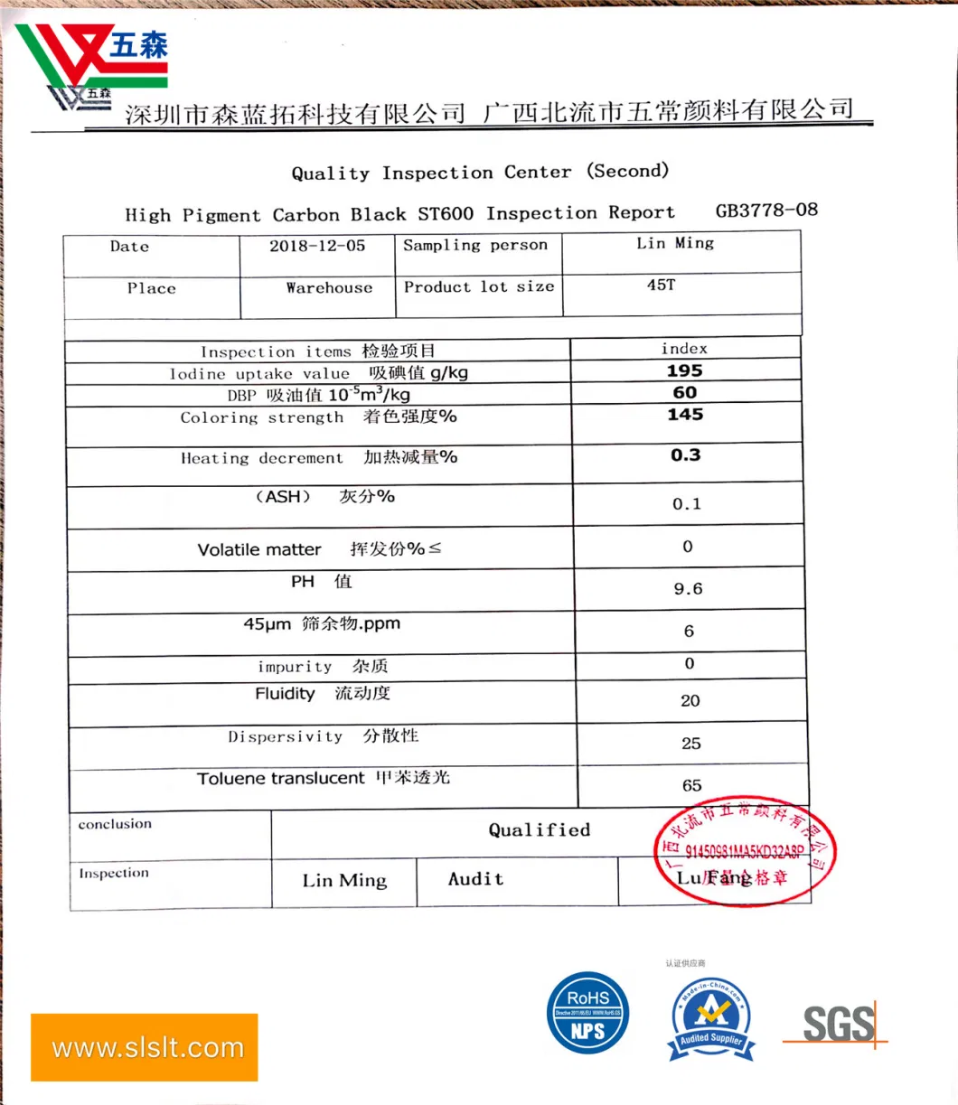 Special Purpose for High Pigment Carbon Black, Plastics, Color Masterbatch, Leatherst600