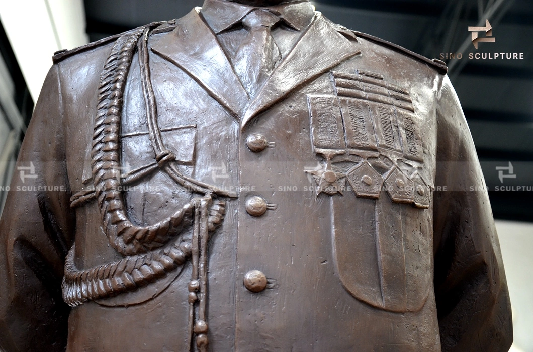 Lifesize Army General Patinated Bronze Sculpture
