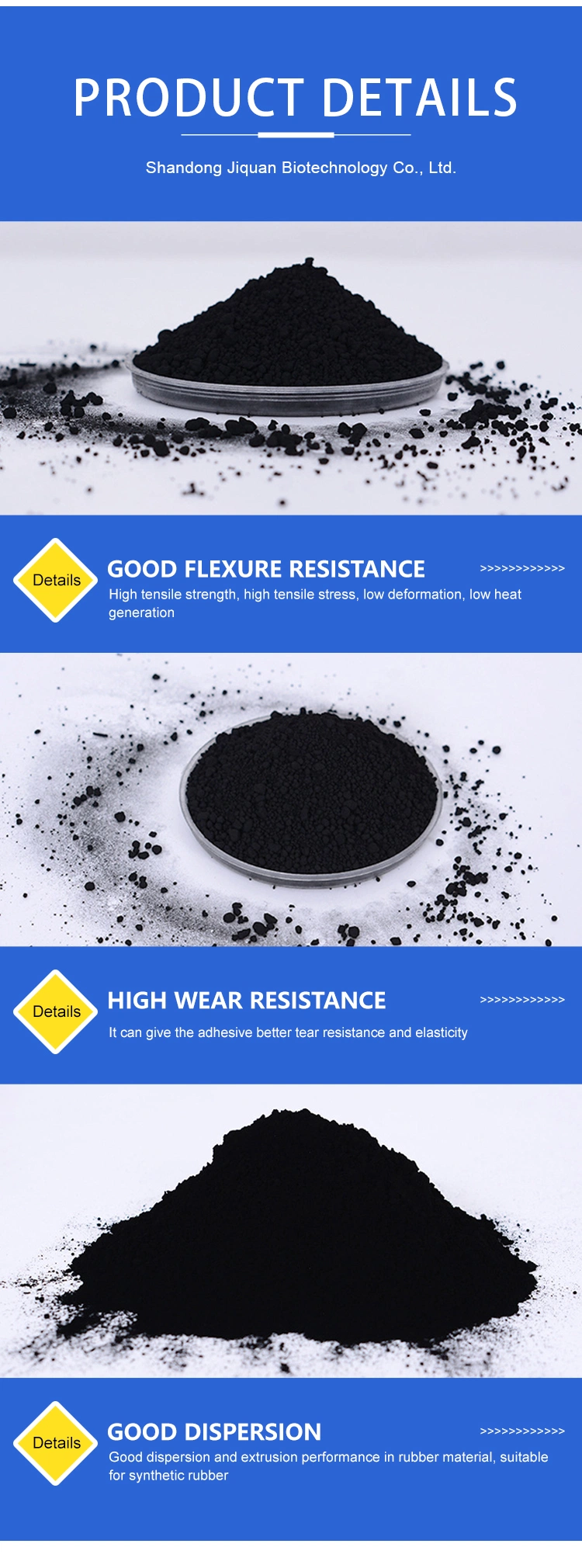 Manufacturers Supply Rubber Grade N330 Pyrolysis to Recover Tire Crack Carbon Black.