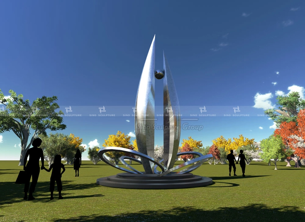 Curve Mirroring Finish Stainless Steel Sculpture