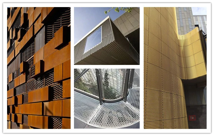 Copper / Brass / Phosphor Bronze Coated Expanded Metal Mesh Sheet for Architectural Material
