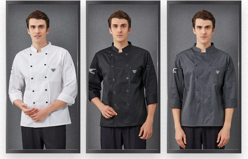 Long Sleeve Men Women Bakery Kitchen Jacket Master Chef Uniform