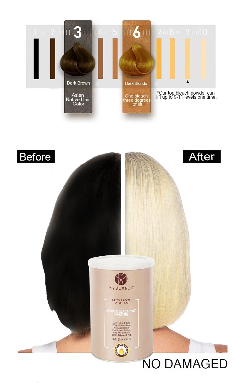 High Quality Top Bleach Powder Lift up to 9-11 Levels for Blonde Hair, Free Samples, Wholesale Bulk