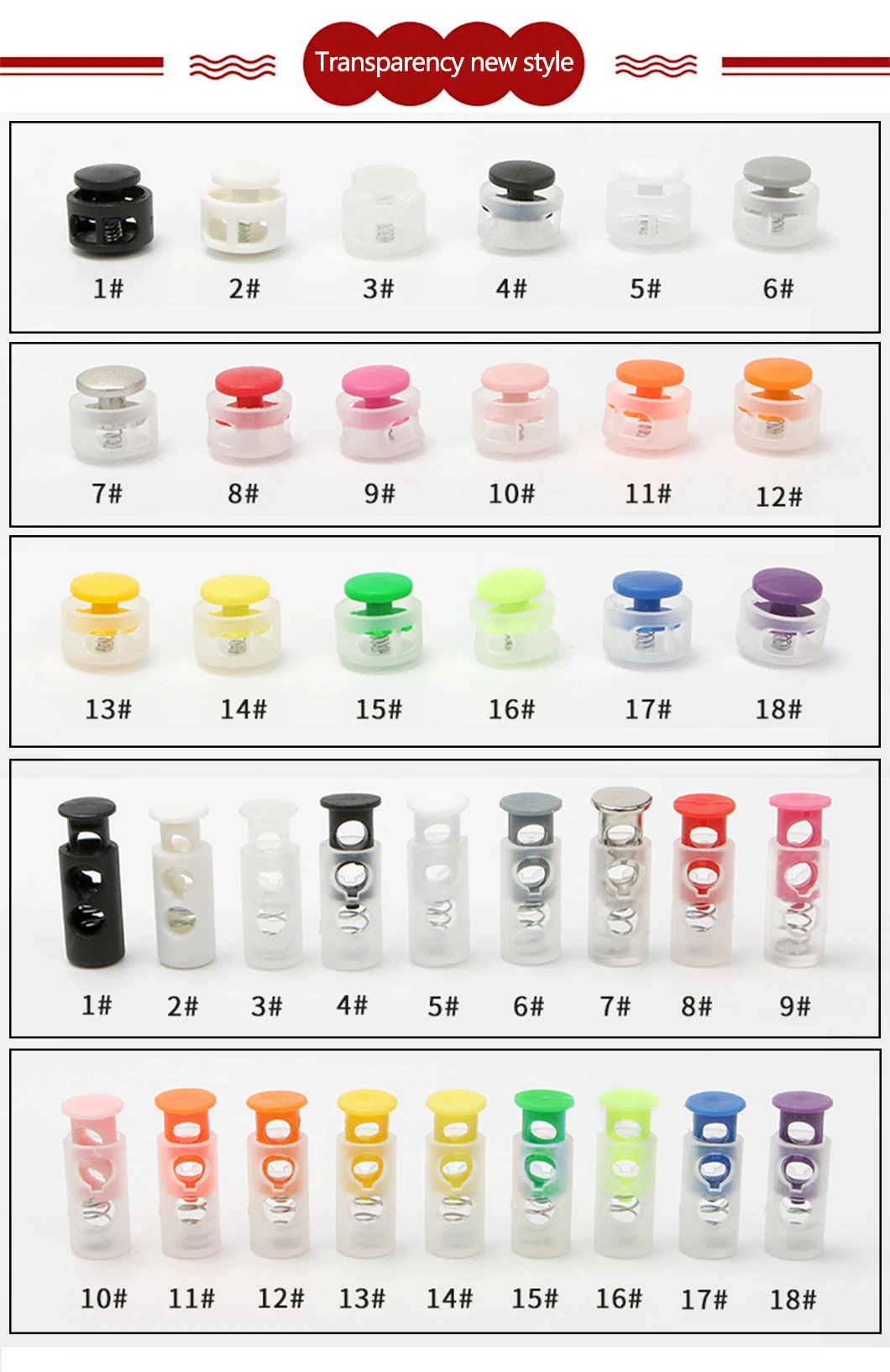 Multiple Colour Plastic PP Hanging Anti-Slip Adjustable Spring Cord Lock Stopper for Drawstring Hoodie