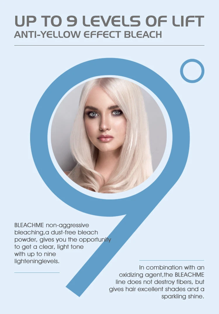 High Quality Top Bleach Powder Lift up to 9-11 Levels for Blonde Hair, Free Samples, Wholesale Bulk