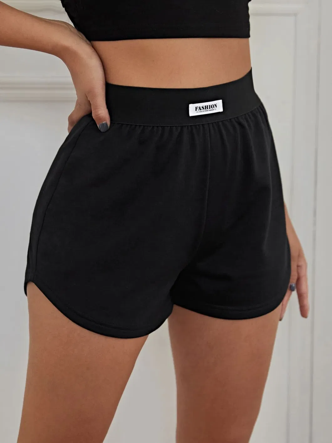 Factory Customized Wholesale Master Label Logo Curved Leg Opening Casual Shorts Women&prime;s Fitness Sports Shorts
