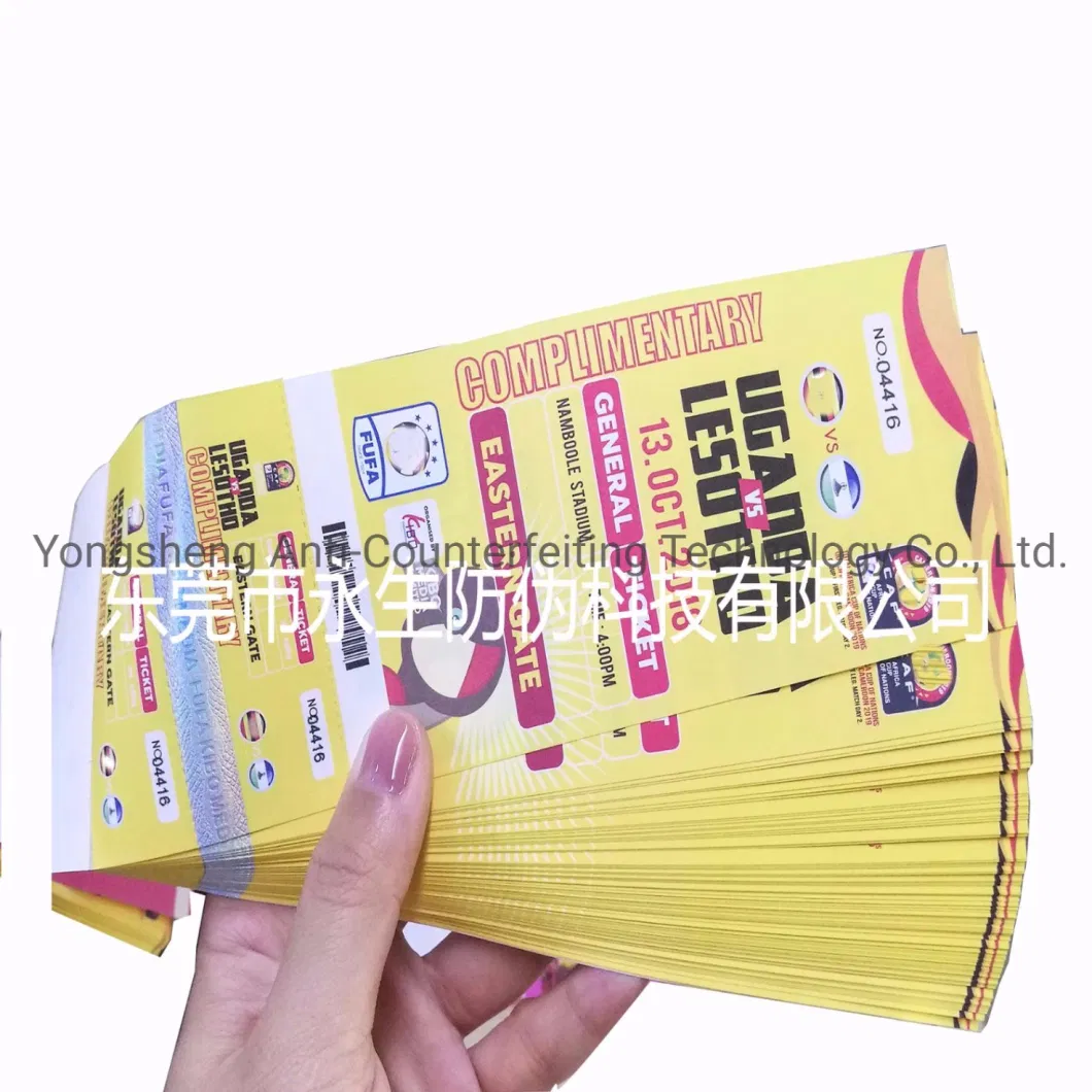 UV Invisible Watermark Security Paper Voucher Printing Hologram Stamp Coupon Ticket Printed