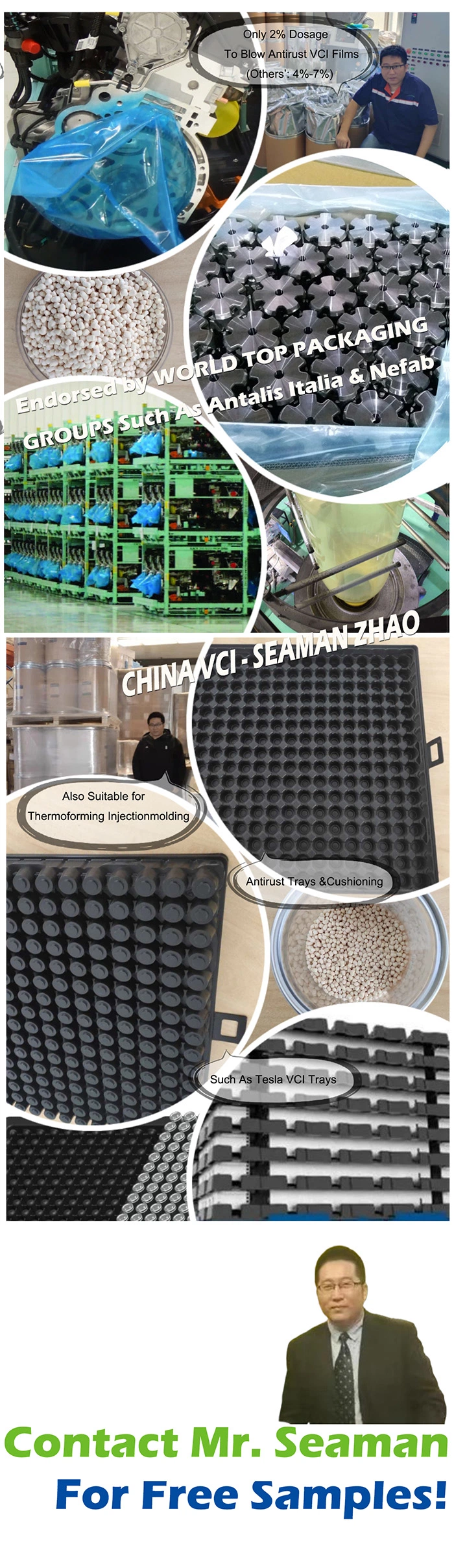 for Blowing Vci Film/Casting Vci Stretch Film/Thermoforming/Injection Vci Trays Polyethylene Resin Volatile Vapour Anti-Corrosion Additives Vci Masterbatch