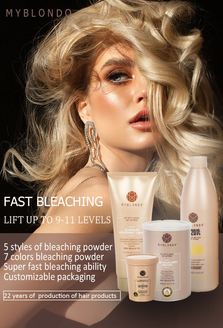 High Quality Top Bleach Powder Lift up to 9-11 Levels for Blonde Hair, Free Samples, Wholesale Bulk