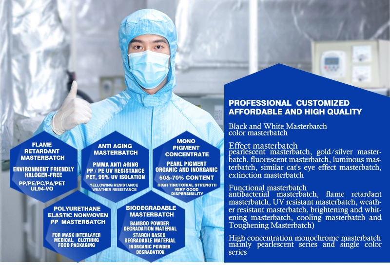 Wholesale Factory Price Plastic PP Pet Blue Pearlescent Metallic Masterbatch for Injection and Blowing