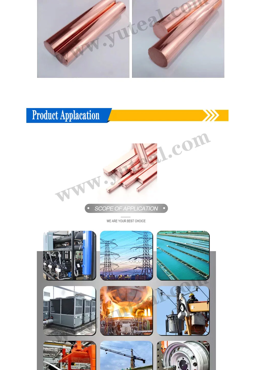 Hot Sale C14500 Rectangular Tellurium Bearing Copper Rod, Square Corner H04 (Hard)