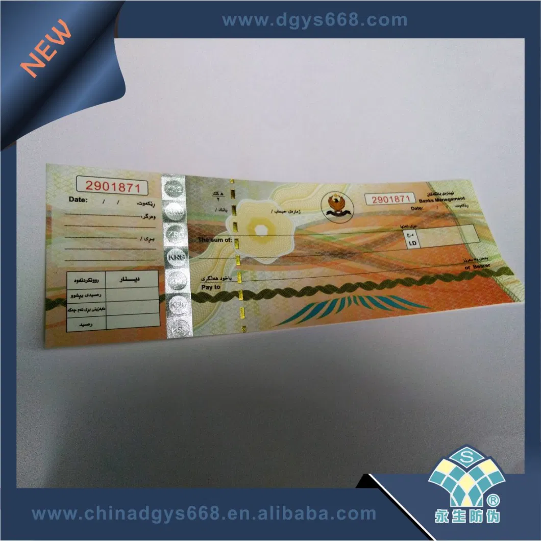 High Quality Security Thread Paper Ticket Printing