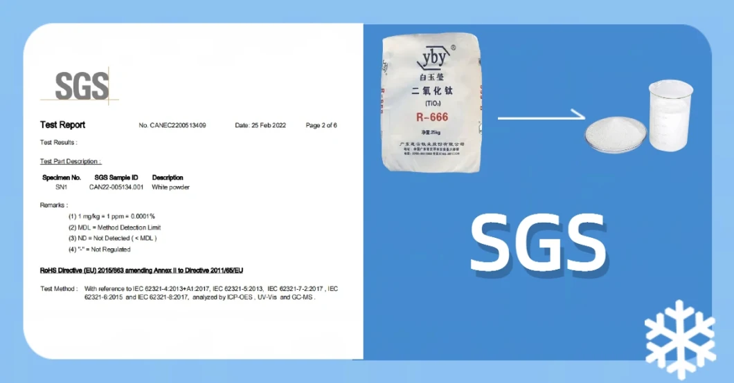 Titanium Dioxide for The Textile Industry TiO2 R-666 Widely Used in Paints, Powder Coatings, Inks, Paper, Rubber, Plastics, Masterbatches